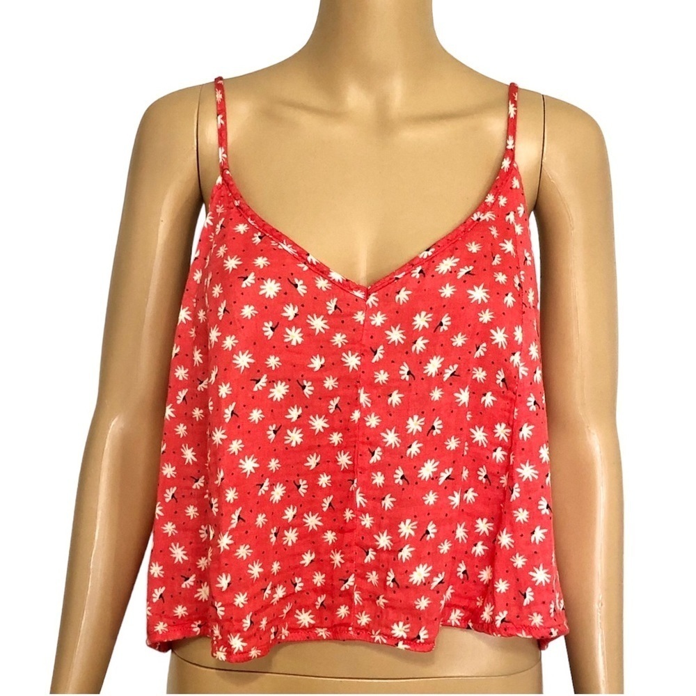 Hurley Naturals V-Neck Sleeveless Top Cayenne  Red Floral Size S